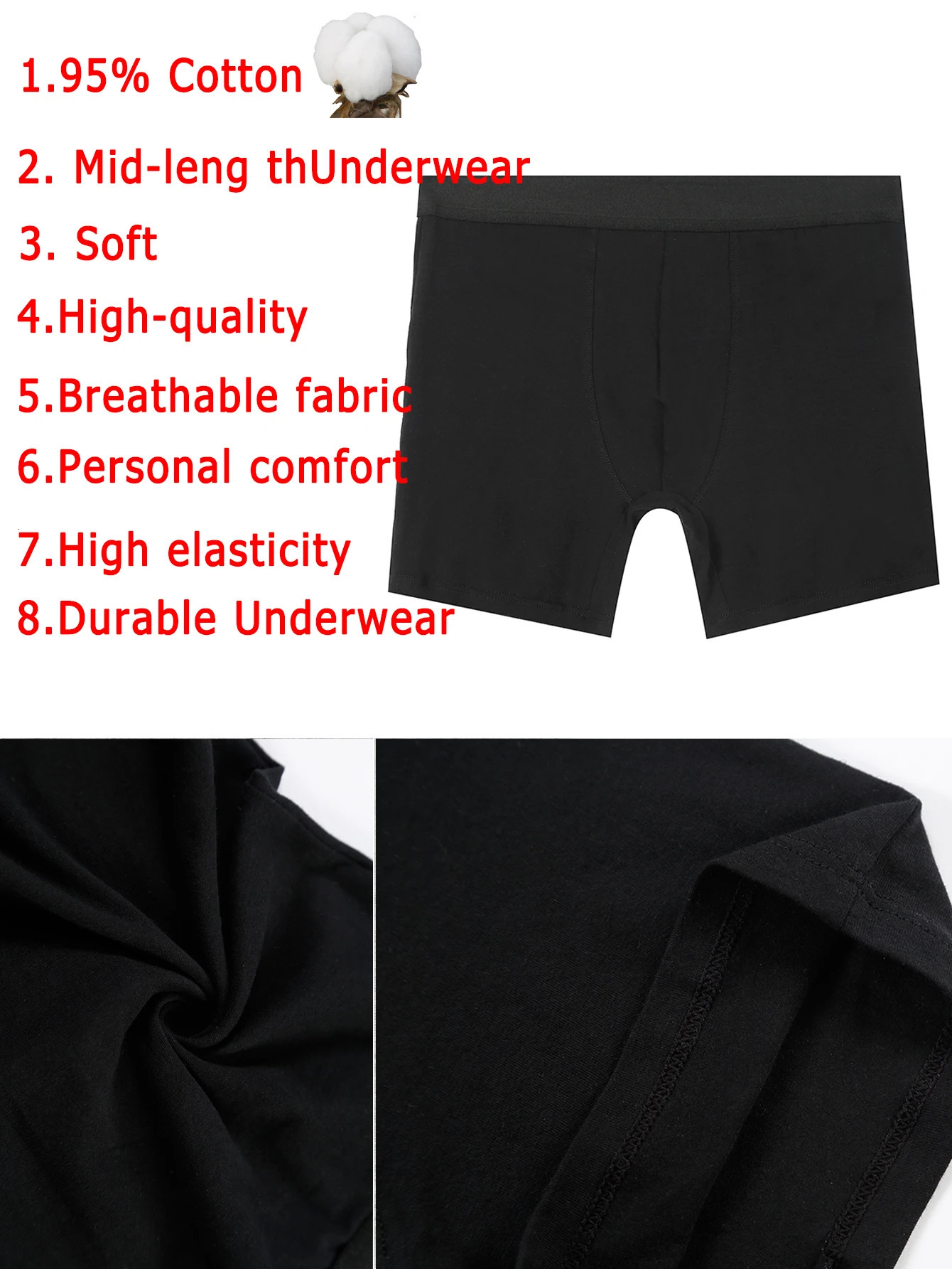 4pcs Pack MidLong Boxer Shorts Men Underwear Cotton Male Underpants for Men Sexy Homme Boxershorts Box Panties Slips Set Lot 251021