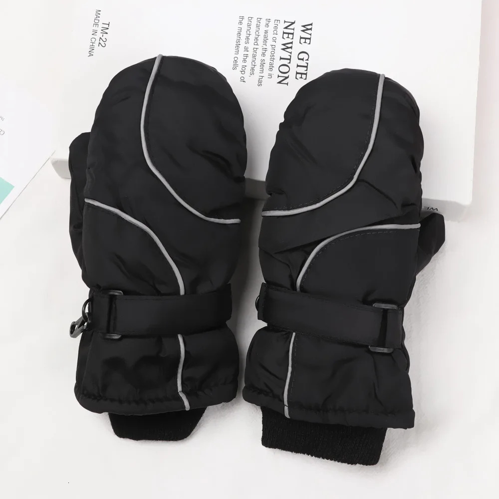 Children Ski Gloves Winter Thicken Warm Boys Girls Full Finger Mittens Nonslip Adjustable Windproof Waterproof For 59Y Kids 251021