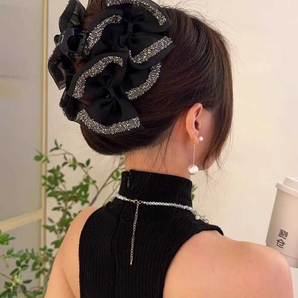 Korean Style Mesh Bow Hair Accessories New HeadwearFemale Hair Claws Spring Autumn Curling Clips Hair Clip Women Party HairpinsW254021