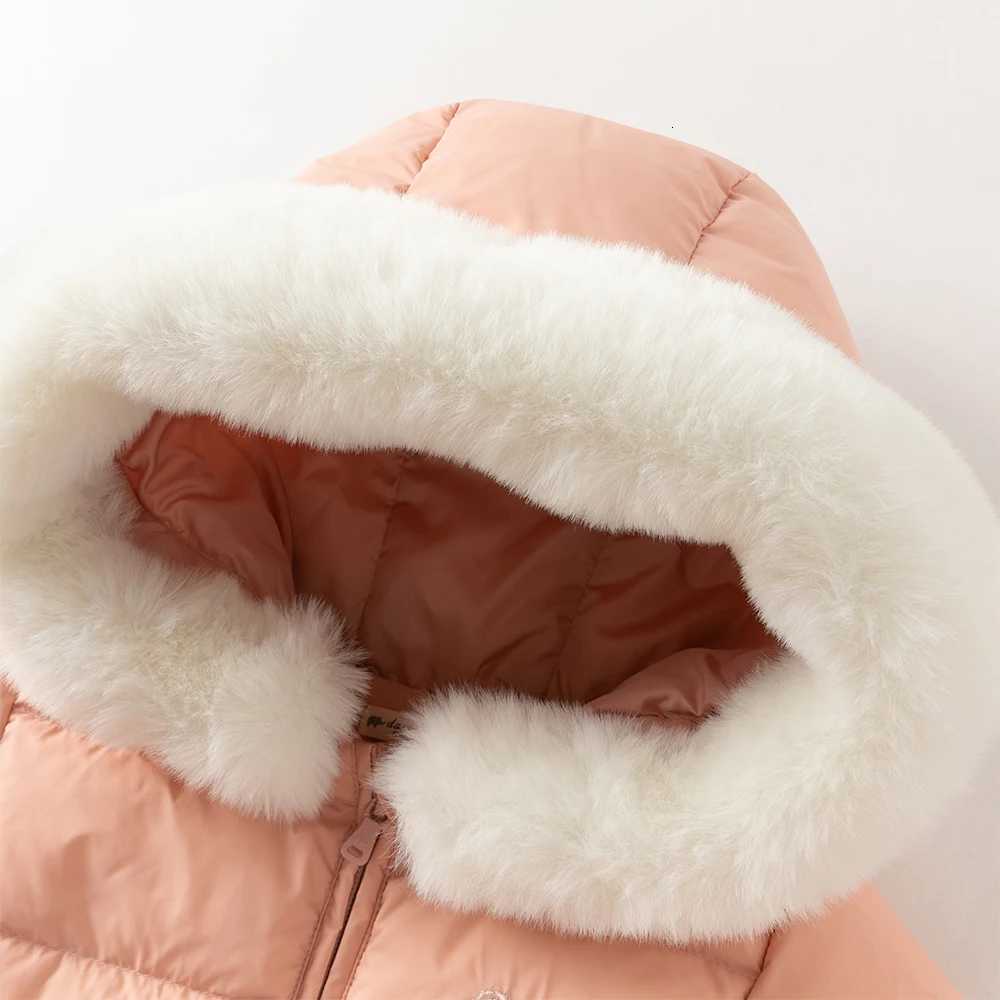 Dave Bella Girls Down Jacket Autumn Winter Children Plush Hooded Thick Overcoat Baby White Duck Down Top Kids Clothing DB4253766T251021