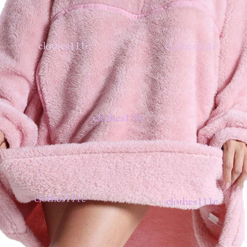 Oversized Hoodie For Women Men Winter Hooded Sweatshirts Sherpa Fleece Blanket With Sleeves Pink Green Purple Hoodies