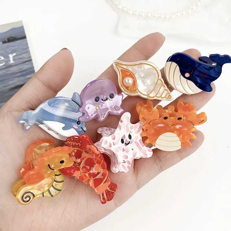 Creative Marine Organism Hairpins Interesting Cute Cartoon Small Hair Clip Starfish Jellyfish Mini Hair Accessories For GirlsW254021