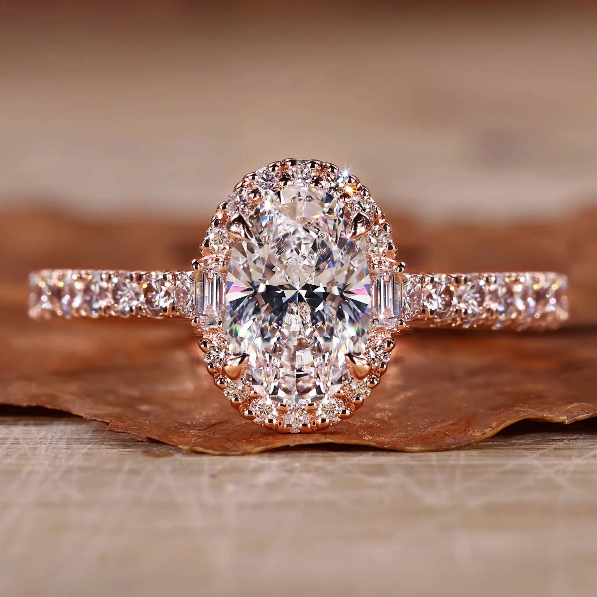 Hot Selling Vvs Moissanite Engagement Rings Women 925 Silver 10K 14K 18K Solid Gold Diamond Emerald Radiant Oval Cut Gold Ring