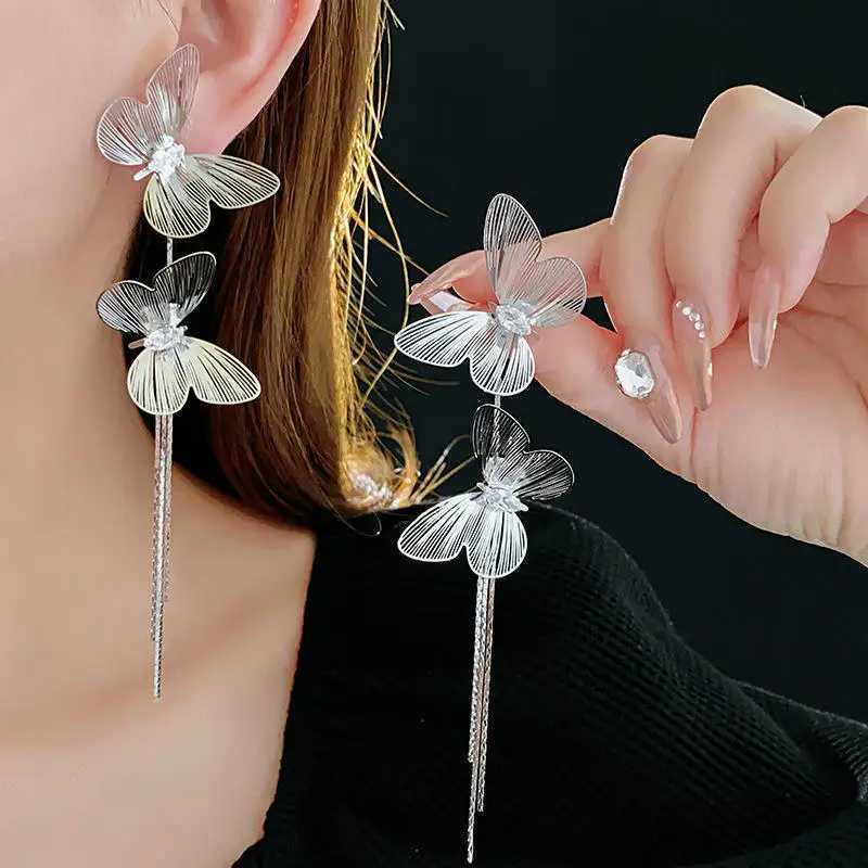 FTCY Exaggerated Butterfly Tassel Earrings for Women Vintage Gold Color Metal Hollow Drop Earrings Womens Jewelry Gifts J251021