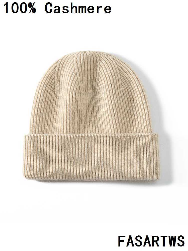 FASARTWS Unisex High Quality 100 Cashmere Knitted Hat for WomenMen Casual Beanie Hat Thicken Cap Winter Soft Warm Cashmere Cap J251021