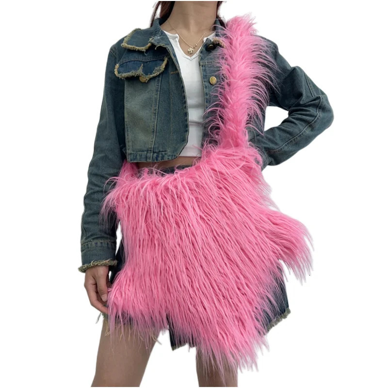 Women Bag Star Shape Fluffy 2025 Autumn Winter Street Style Shoulder Bag Pures and Bag Crossbody Furry Fur Girls Bag 251021