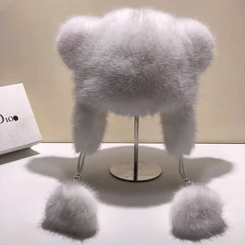 Winter Hat Little Raccoon Hat Fashionable Commuting Versatile Big Bear Hat Imitation Wind Feng Hat Ear Protection Warmth H251020