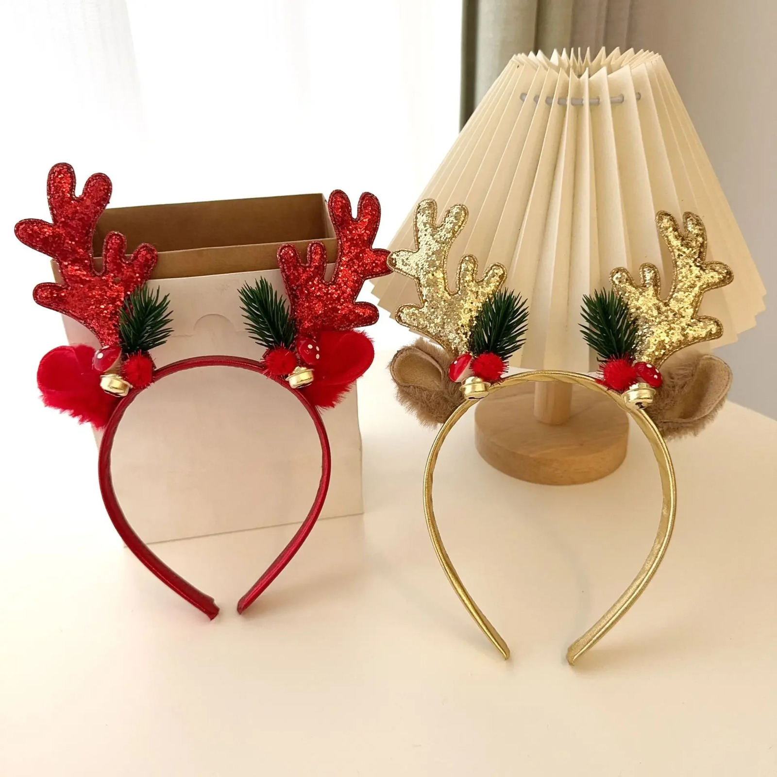 1PC Christmas Headband Reindeer Horn and Deer Ear Headwear Family Christmas Atmosphere Decoration Year Party Gift Headband 251021