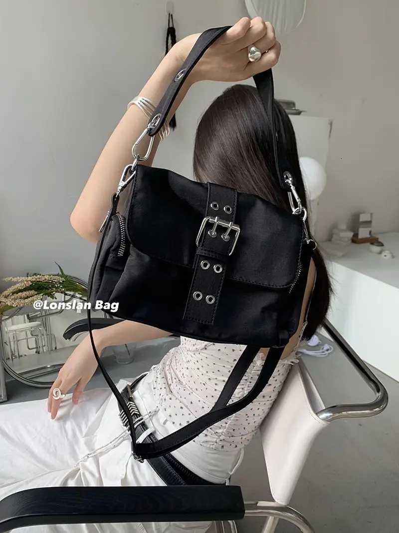 JIAERDI Vintage Nylon Khaki Shoudler Bag Women Hot Girls Square Underarm Bag Female Harajuku Casual Crossbody Bags Handbag Y2k Z251018