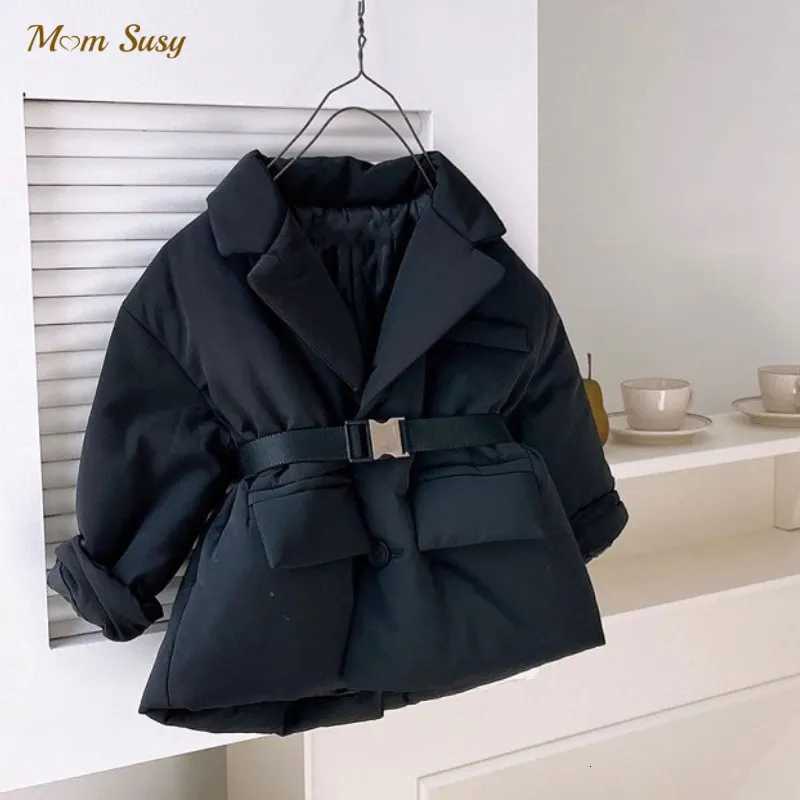 Fashion Baby Boy Girl Cotton Padded Suit Jacket Waist Belt Child Spring Autumn Winter Coat Warm Outwear Baby Clothes 210YT251021