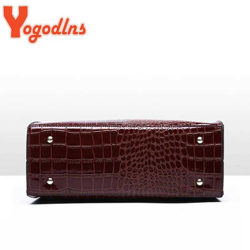 Yogodlns Crocodile Pattern Handle Bag Women PU Leather Handbag Large Capacity Shoulder Bag Brands Crossbody Bag Winter New Purse Z251018