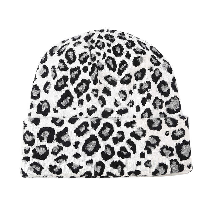 Leopard Knitted Hat Womens Fashion Trend Versatile Wool Hat Womens Winter Hat Trend H251020