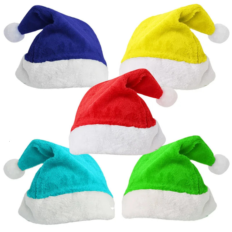Red green yellow blue Velvet Border Christmas Hat for Adults and Children Snowman Elk Santa Claus Hat Decoration 2025 251021