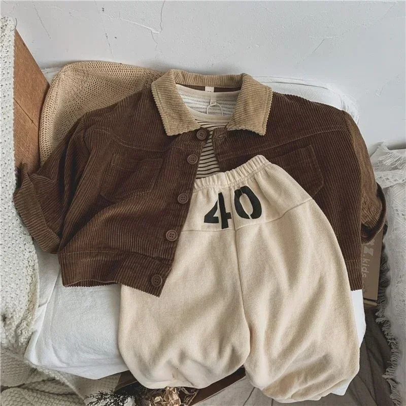 DGUKYM Simple retro style Japanese Korean Autumn Winter Childrens Coat Shirt GirlsBoys Baby Loose Jacket Outerwear 251018