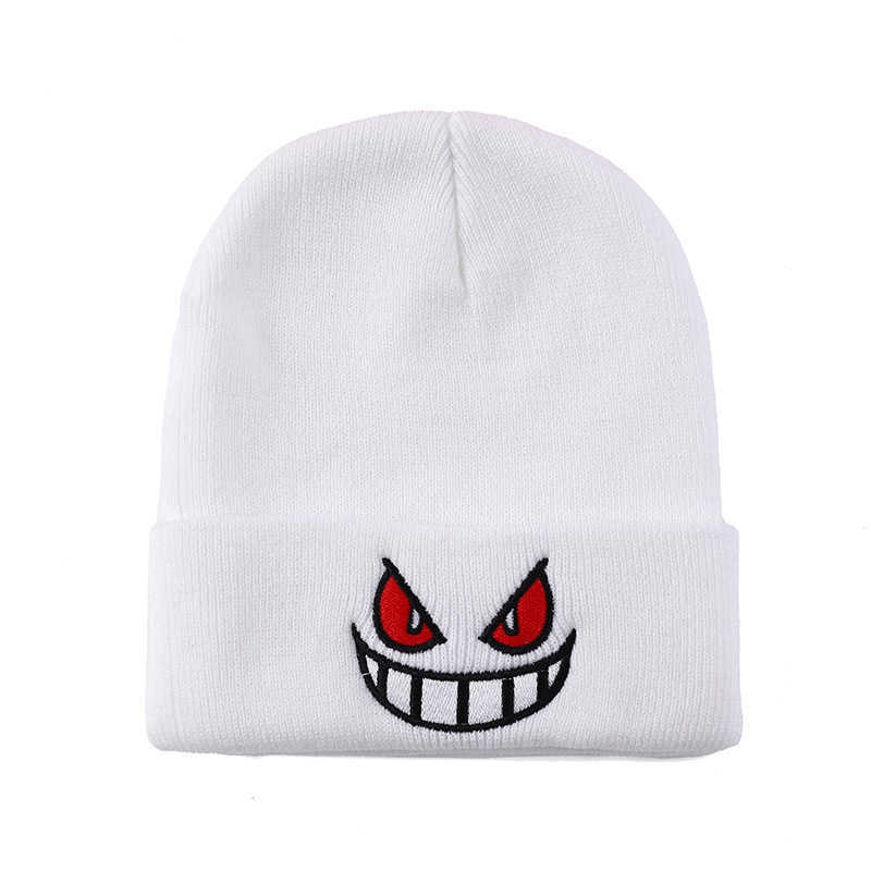 New Embroidered Knitted Hat Cartoon Gengar Creative Knitted Hat Autumn Winter Warm Ear Protection Breathable Cold Hat H251020