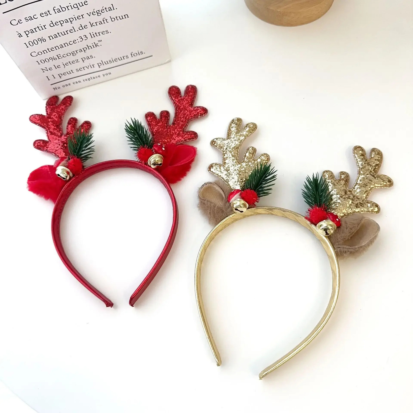 1PC Christmas Headband Reindeer Horn and Deer Ear Headwear Family Christmas Atmosphere Decoration Year Party Gift Headband 251021