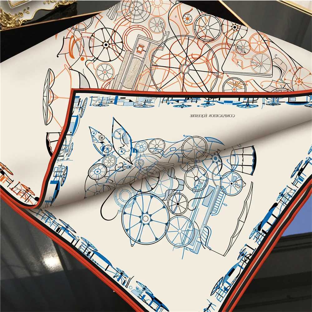 POBING Hand Rold Twill Silk Scarf Wen Horse Doub Print Square Scarves Wraps Echarpes Foards Fme Hijab 90CMW251021