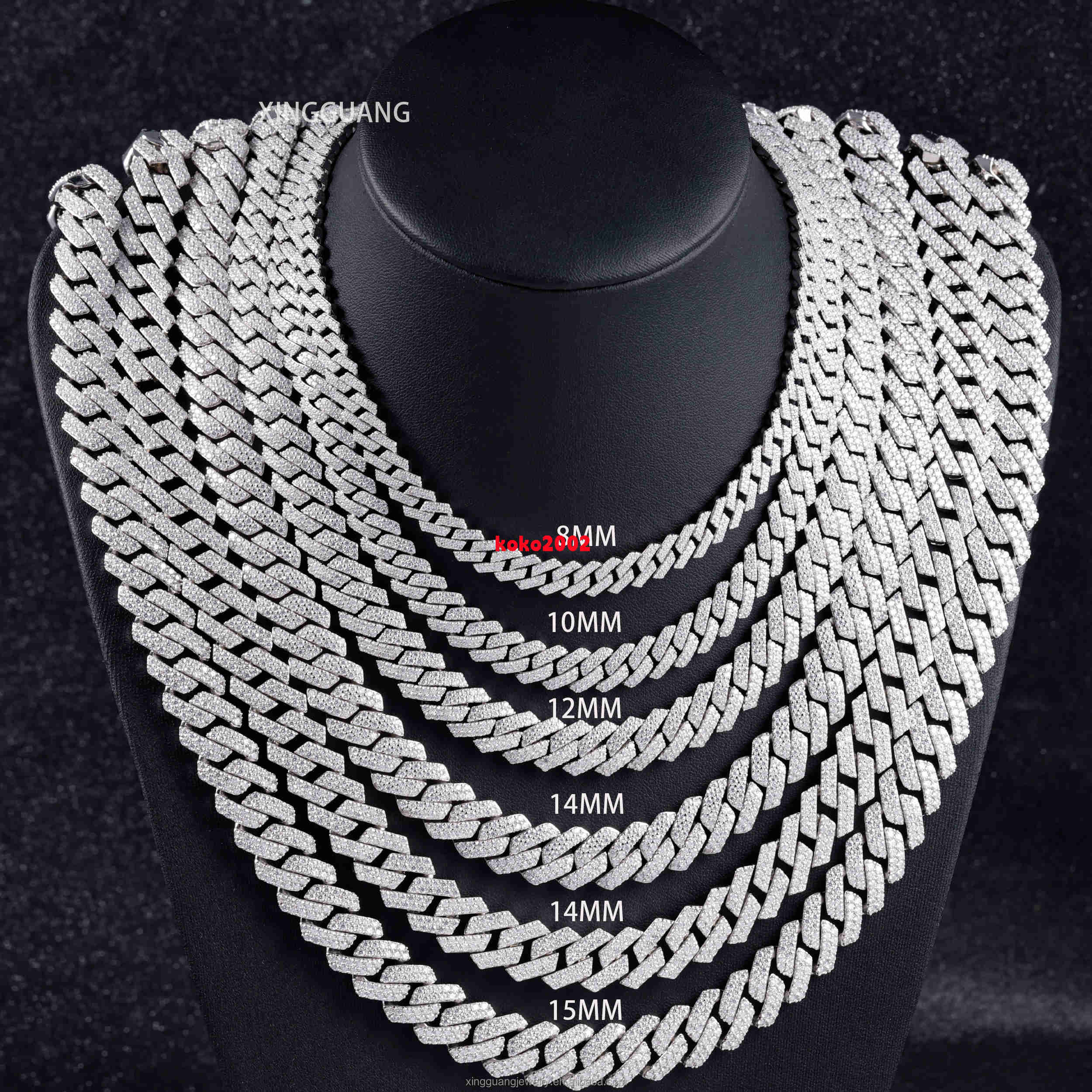 Lowest Price Classic 2Row Diamond Hip Hop Necklace Bracelet Vvs Moissanite Cuban Link Chain Silver Iced Rapper Fashion Jewelry
