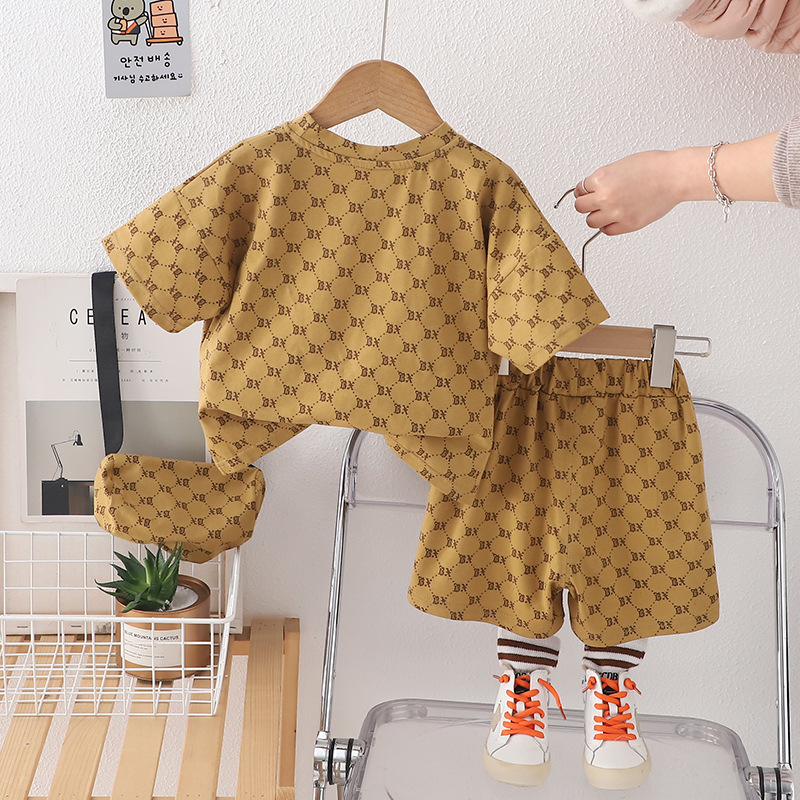 Designer Kids Clothing 2025 New Boys Summer Outfit 2-Piece Set | Korean Style Short Sleeve Clothing Set for Toddlers | Cool Handsome Kids Casual Wear 