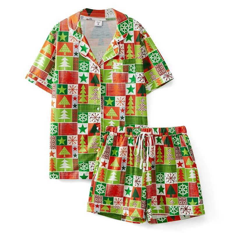 Matching Family Christmas Pajamas Short Sleeve Tops and Shorts Set for Family Couples Adult Kids Sleepwear L251021FYDR