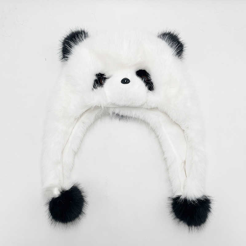 Winter Doublelayer Thickened Panda Plush Hat Adult Ear Protection Hat Imitation Fox Fur Coldproof Warm Feng Hat for Women H251020
