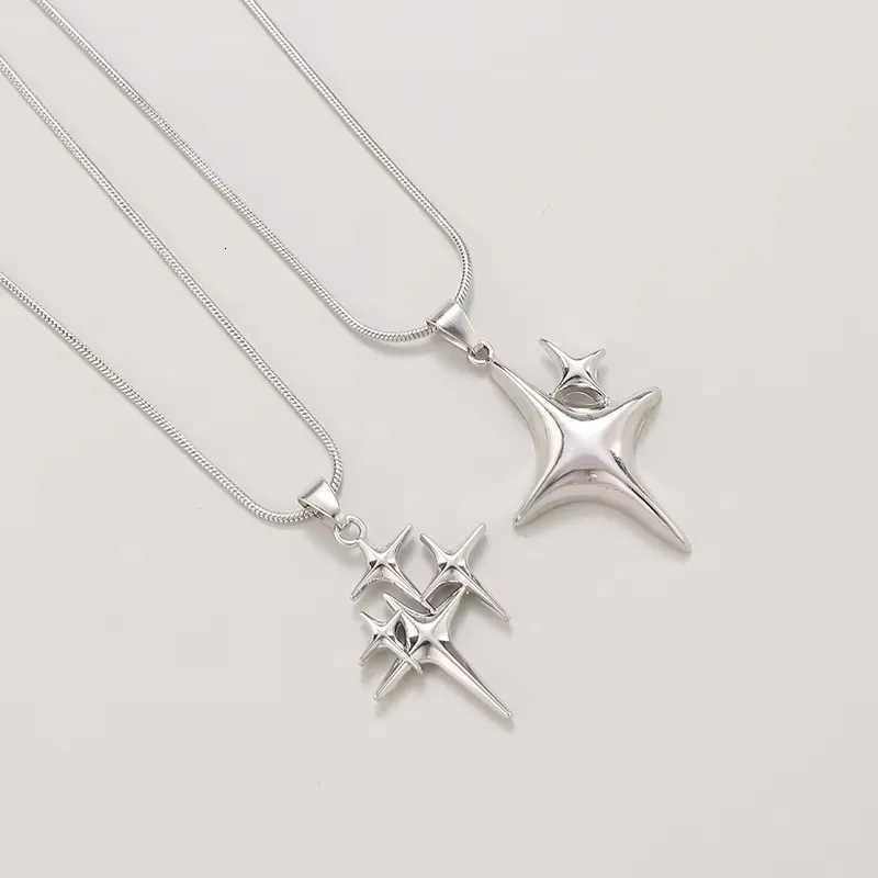 Y2K Simple Choker Necklace Four Pointed Star Necklace Adjustable Crucifix Pendant Necklace Silver Color Fashion Necklace JewelryXJ251018