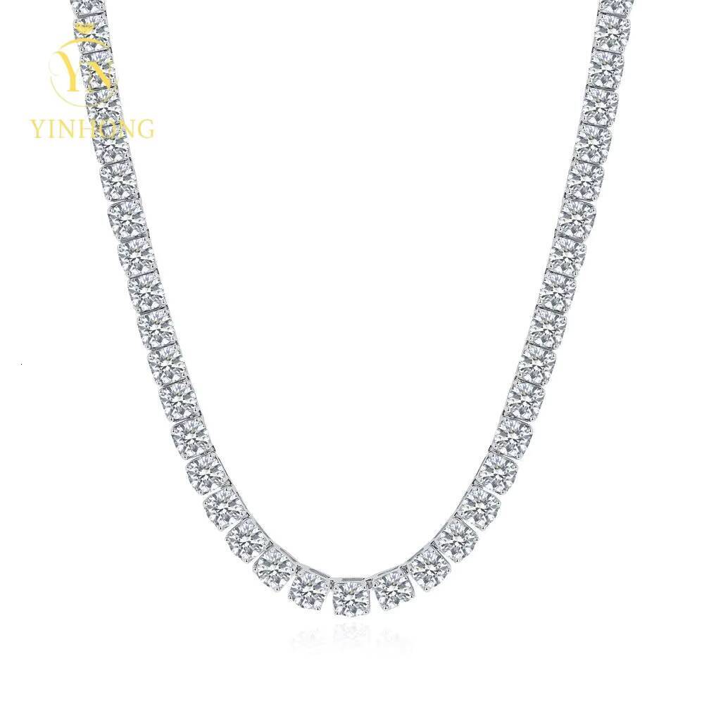 Pass Diamond Tester Iced Out 2mm 3mm 4mm 5mm 65mm 925 Sterling Silver Lab Diamond Vvs Moissanite Tennis Necklace Chain