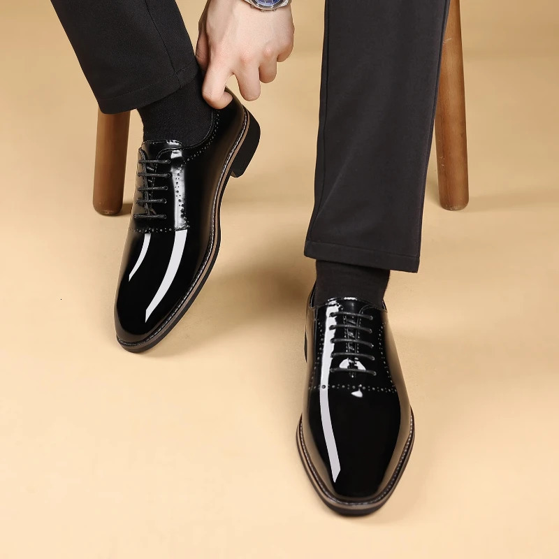 Men Oxford Shoes High Quality Patent Leather Men Shoes Comfortable Dress Wedding Party Shoes Classic Business Formal Shoe 251021