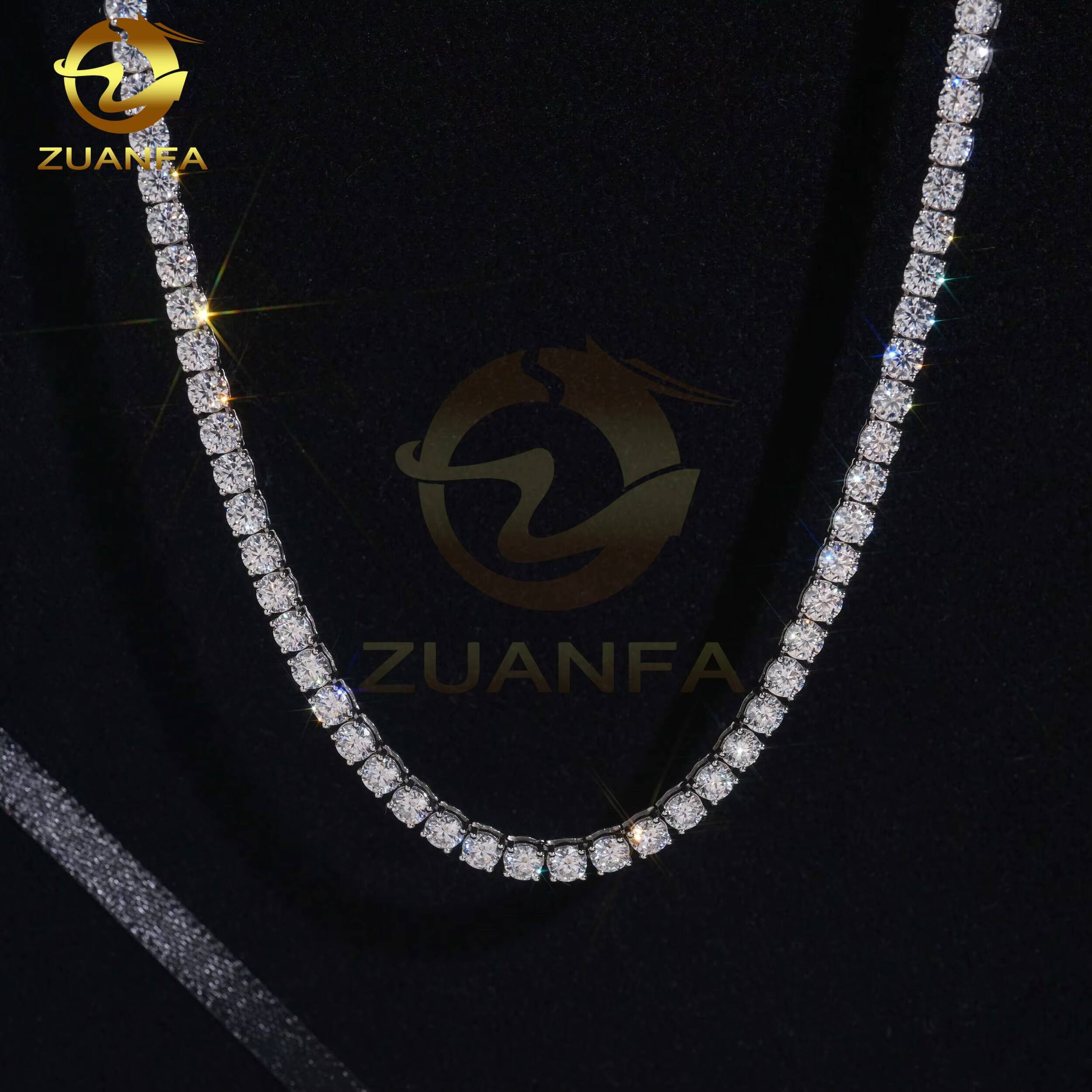 48 Hours Ship 10K Solid Gold 4mm Moissanite Diamond Hiphop Jewelry VVS Moissanite Necklace Moissanite Tennis Chain Necklace