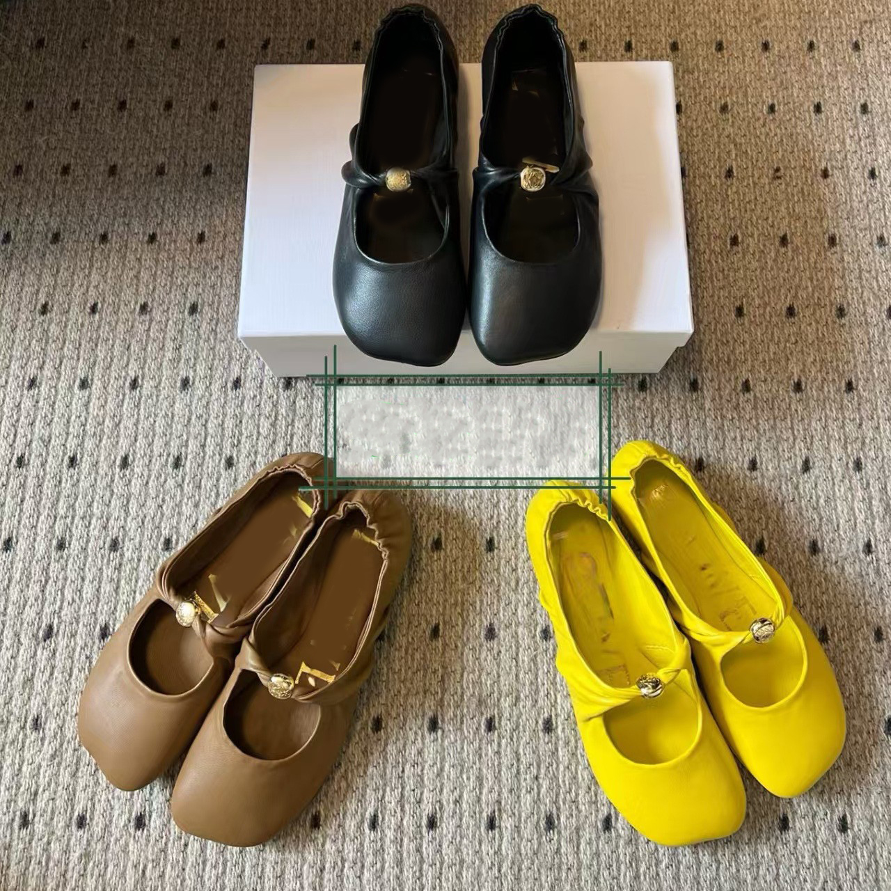 Women's Genuine Leather Flats Soft Sole Square Toe Fold Flat Shoes Casual Low Heel Slip-Ons for Daily Wear