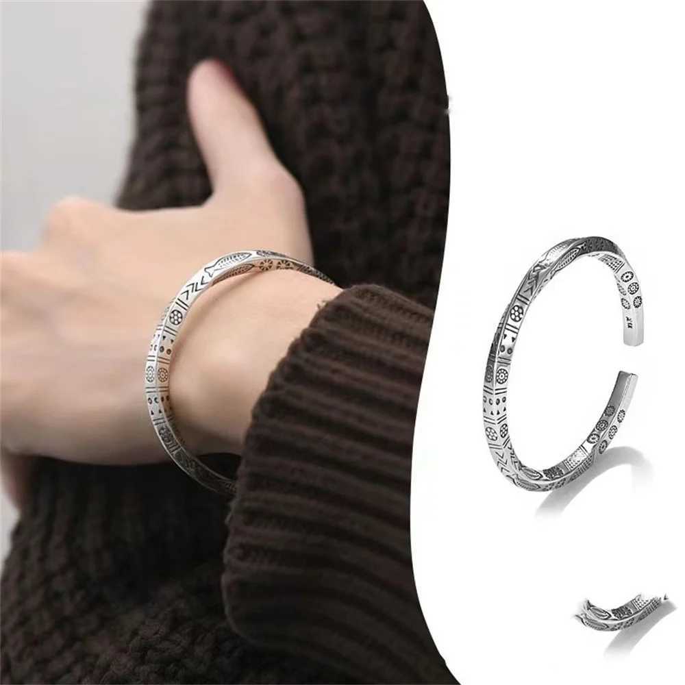 Retro Silver Color Men Open Bracelet Bohemian Mbius Loop Bracelet For Women Totem Trendy Jewelry Accessories J251021