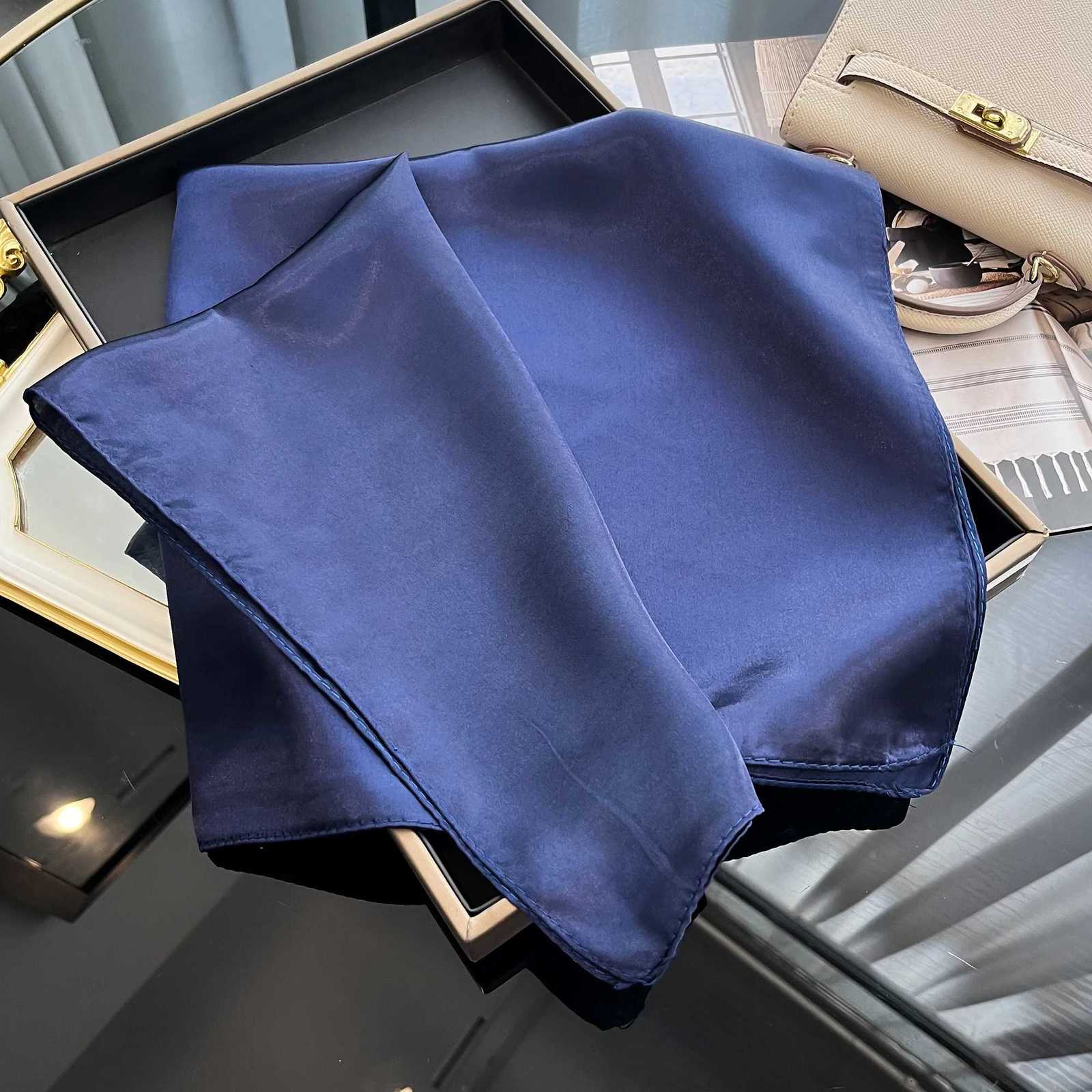 60cm Solid Colors Neckerchief Hijab Scarf For Women Silk Satin Headband Hair Scarves Female Square Shawls Head Scarfs For Ladies W251021