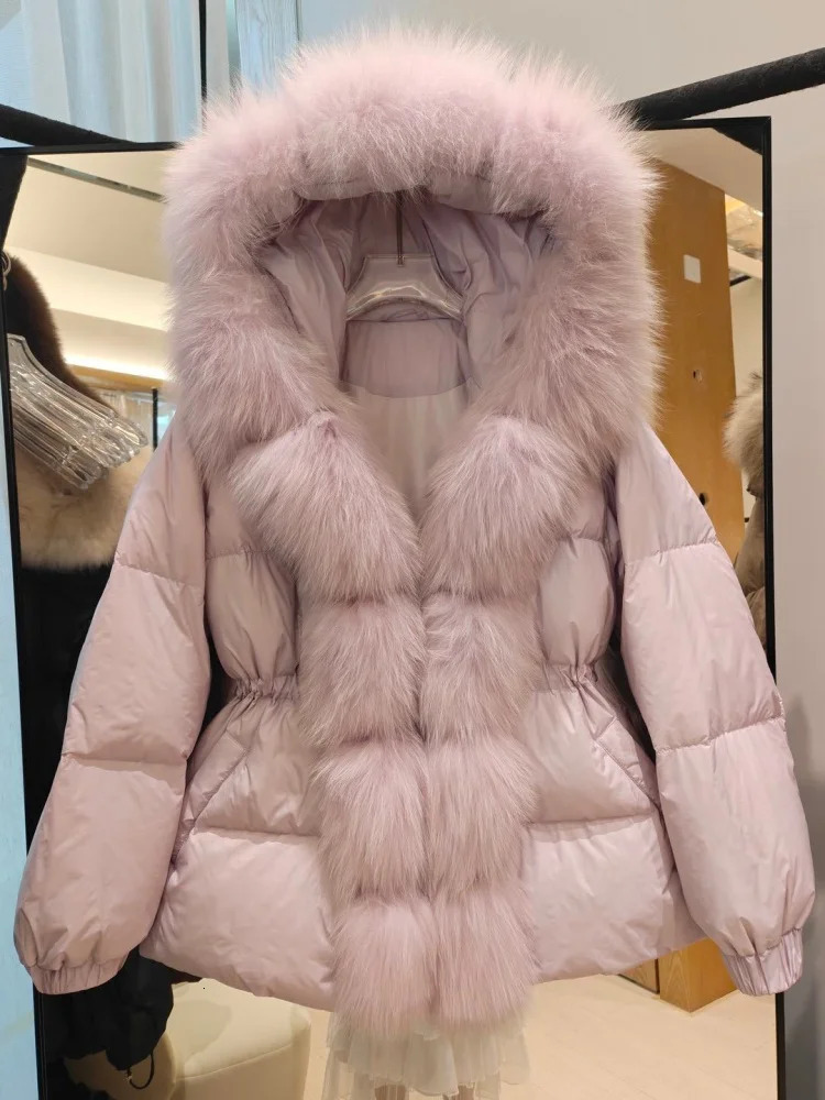 Winter Womens Fashion Casual Fleece Lined Thick Warm Duck down Jacket High Quality Fox Fur Collar Goose Feather Outerwear 251017