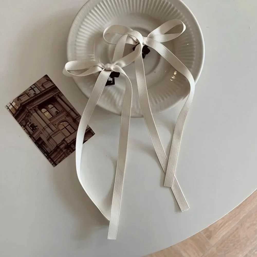 2Pcs Y2K Long Bow Hair Clip Women Girls Ribbon Bow Shark Clip Cute Korean Long Tassel Ribbon Hairpin Girls Hair AccessoriesW254021