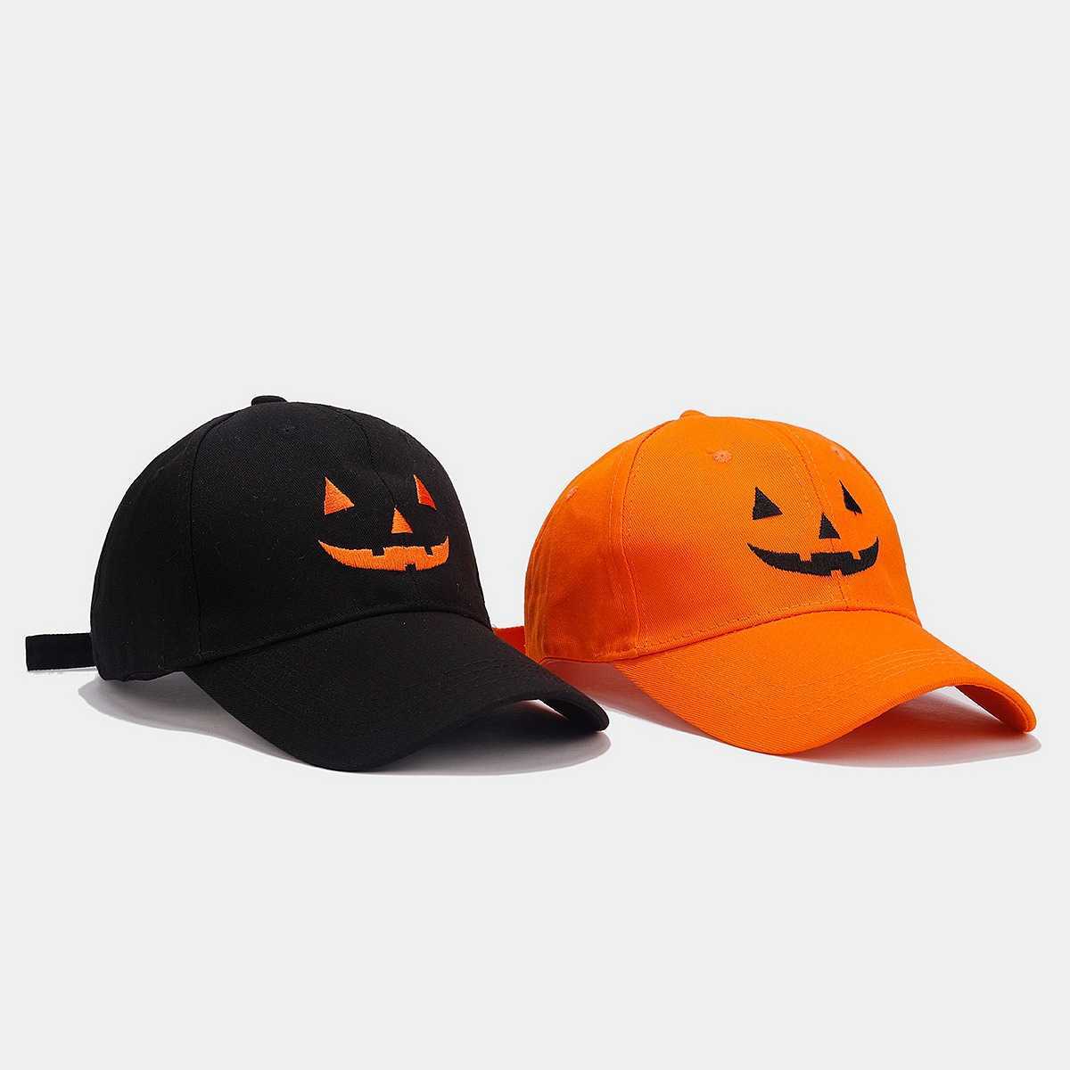 Quirky Personality Sunshade Sunscreen Curved Brim Pumpkin Skull Orange Baseball Cap Halloween Hat H251020