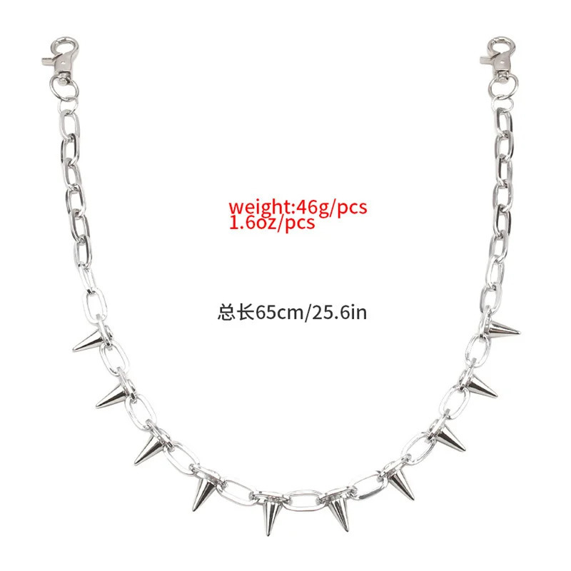 65CM Punk Spike Rivet Tassel Keychain Jeans Decor Pants Chain Women Men Secure Wallet Key Chains Jewelry Gifts 251021