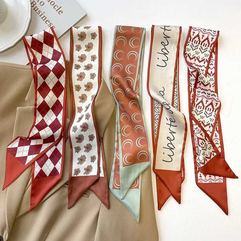 5pcsset Series Silk Satin Scarf Wen Cloth Hair Bands dr Accories Lady Scarves Ribbon Neck Ties for Bag HandW251021
