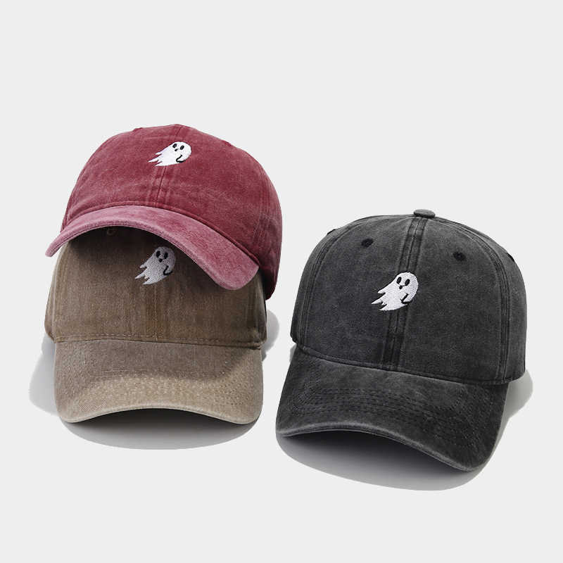 New Ghost Embroidery Denim Washed Baseball Cap Fashion Casual Unisex Outdoor Sun Hat Duckbill Cap H251020