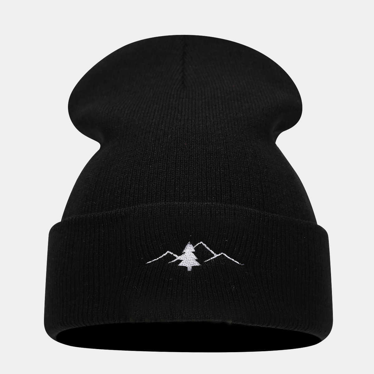 New Mountain Peak Embroidery Outdoor Knitted Cold Hat Couple Autumn Winter Warm Ear Protection Knitted Hat H251020