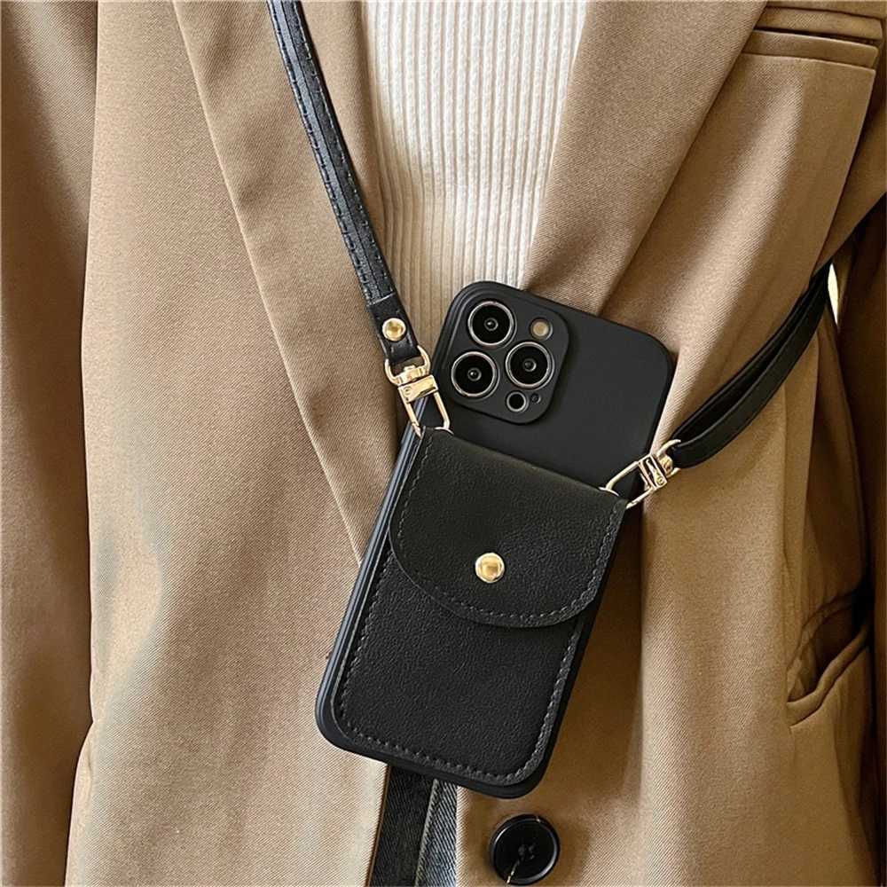 Crossbody Leather Wallet Card Holder Necklace Lanyard Case For iPhone 17 16 15 14 Pro Max 11 12 13 XR 7 Plus silicone Soft Cover J251114