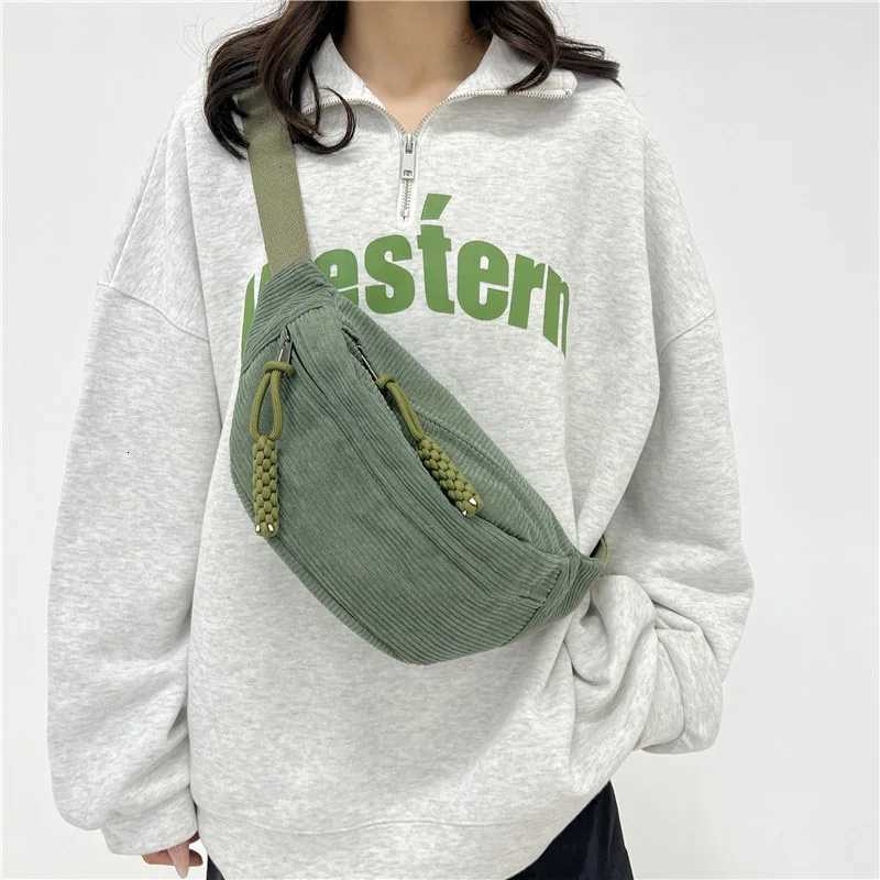 Women Waist Pack Large Capacity Corduroy Fanny Pack Street Style Chest Bag Fashion Shoulder Crossbody Bags Casual Waist Belt Bag Z251021