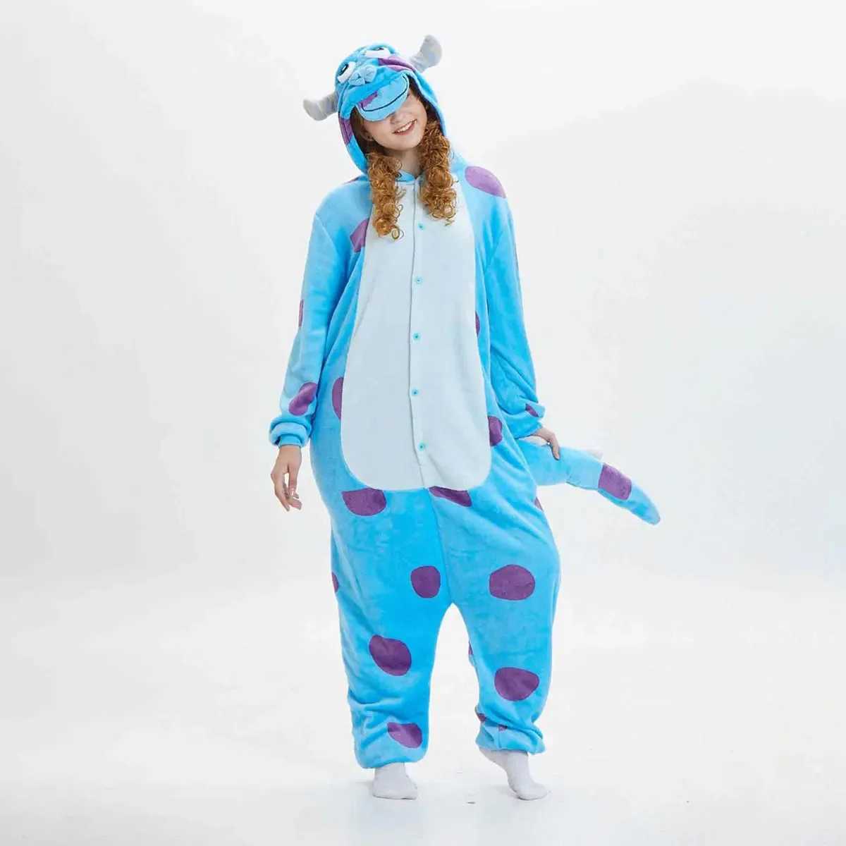 Monster Sully Onesie Anime Kigurumis Mother Boys Halloween Family Funny Suit Warm Pajama Set With Slippers Chiristmas Sleepwear L251021MRMI