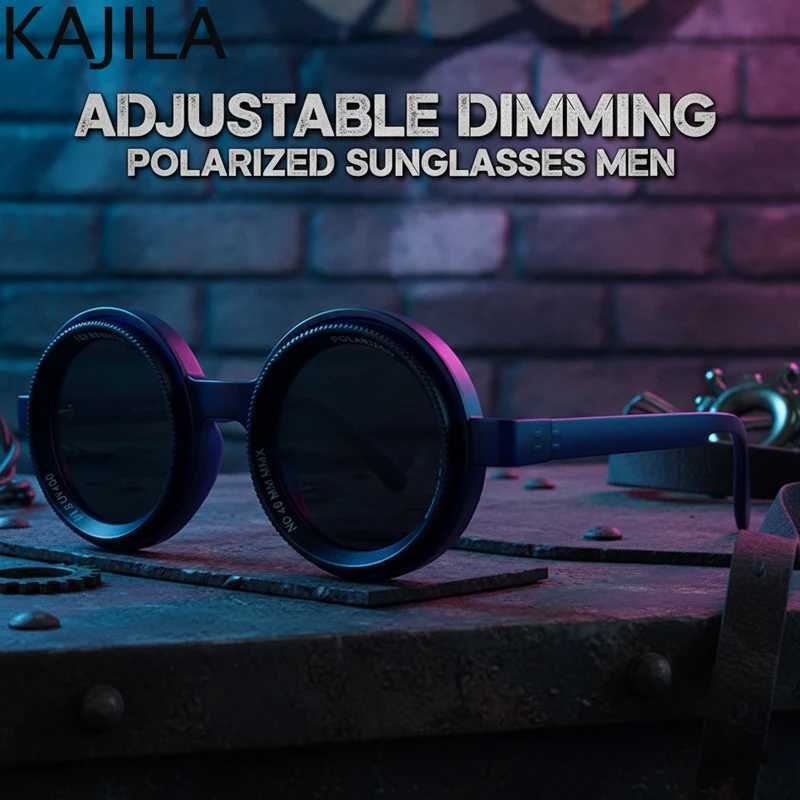 ND9 Adjustable Dimming Polarized Sunglasses Men Small Frame Round Glasses Driving Fishing ND9Speed Sun Glasses For Male UV400 J251114