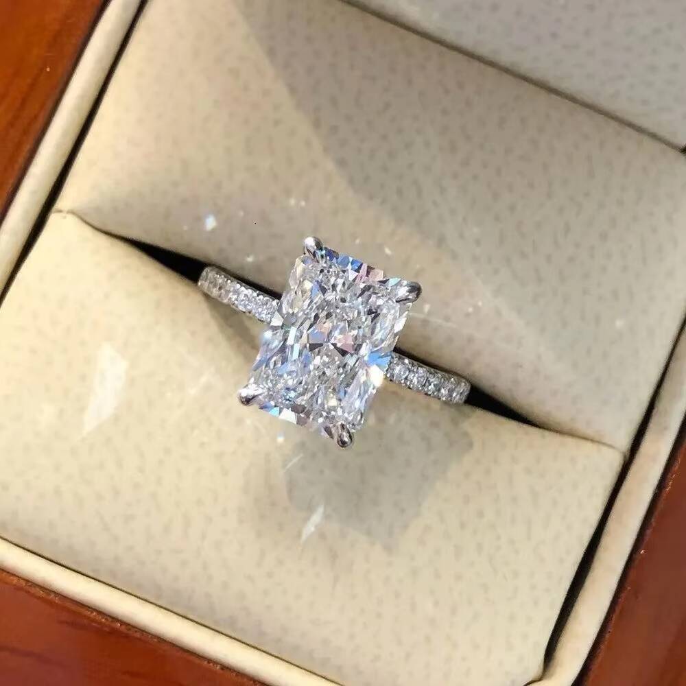 Hot Selling Vvs Moissanite Engagement Rings Women 925 Silver 10K 14K 18K Solid Gold Diamond Emerald Radiant Oval Cut Gold Ring
