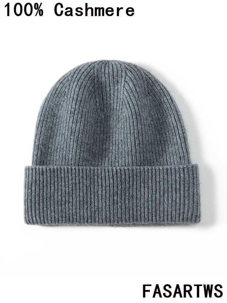 FASARTWS Unisex High Quality 100 Cashmere Knitted Hat for WomenMen Casual Beanie Hat Thicken Cap Winter Soft Warm Cashmere Cap J251021