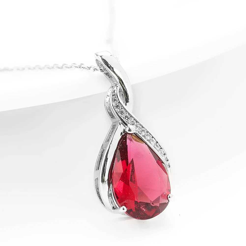 1PC Natural Red Crystal Pendant Necklace Fashion Romantic Angel Tears Pendant Ladies Jewelry Statement Jewelry Party Gifts D251021