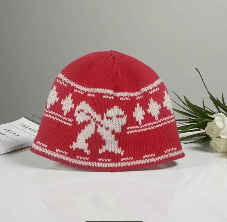 Knitted Hat for Women with Bowknot Jacquard Wool Hat Fleecelined Thickened Warm Cold Hat Head Wrap Hat H251020