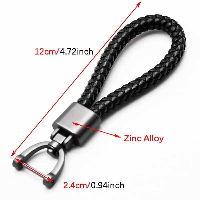 HighGrade Hand Woven Leather Car Keychain 360 Degree Rotating Horseshoe Buckle Key Rings Leather Lanyard Key Chain Accessories W251021