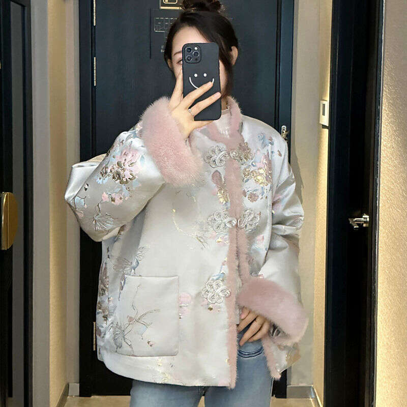 Style Coat Women's New Chinese Aesthetic Fashion Cotton - Warm Thickened Traditional Pattern Loose Fit Autumn Winter Trendy Outerwear