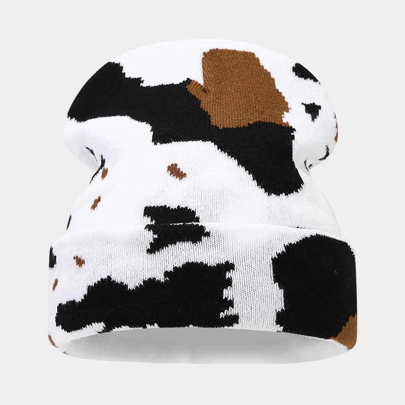 Fashion New Leopard Print Jacquard Knitted Hat Thickened Warm Unisex Autumn Winter Large Head Circumference Ear Protection Wool Hat H251020